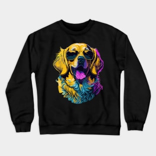 Neon Golden Retrievers with Sunglasses Crewneck Sweatshirt